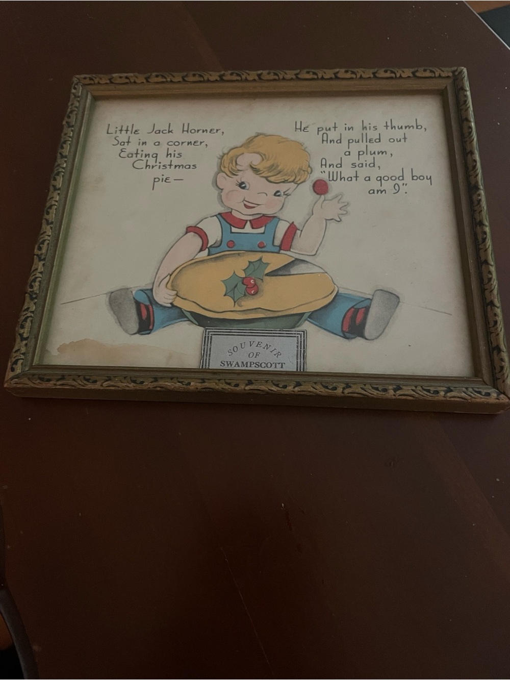 Vintage 1943 Little Jack Horner Framed Nurser Art - Brookfield Publishers